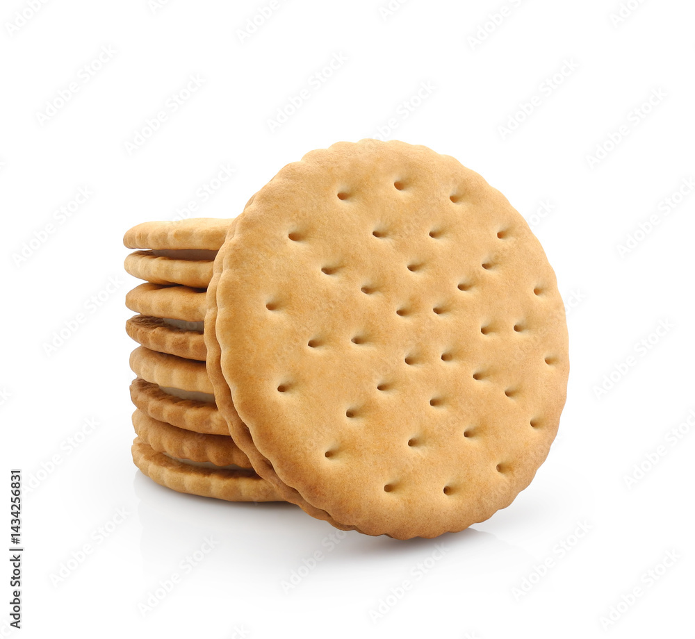 Sandwich biscuits filled with vanilla filling isolated on white background       