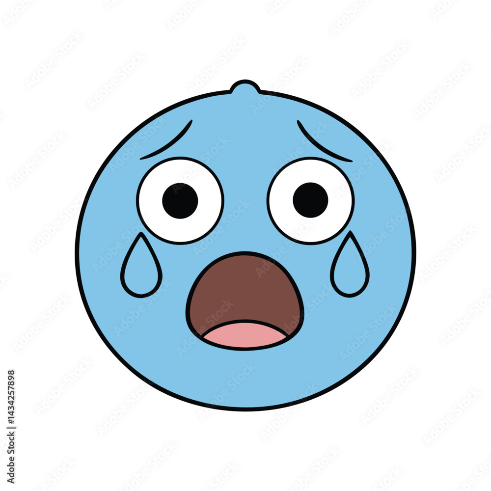 Fototapeta premium crying cartoon face wobbly lips vector illustration