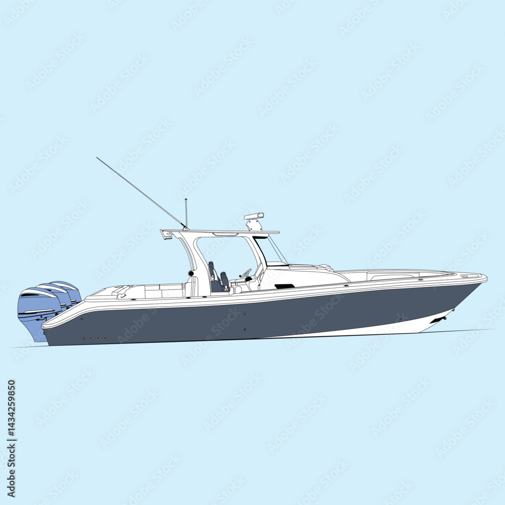 Vector Boat Line Art Illustration Vector Boat Line Art Illustration