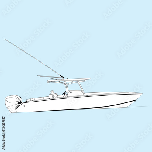 Vector Boat Line Art Illustration 