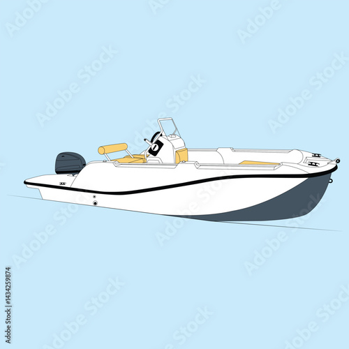 Vector Boat Line Art Illustration 