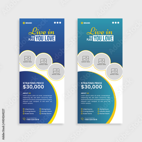 creative modern real estate roll up banner design template,
