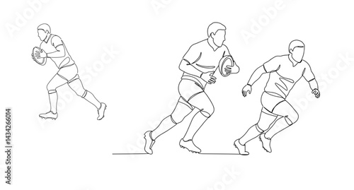 Male rugby player silhouette vector illustration on transparent background, simple design, copy space