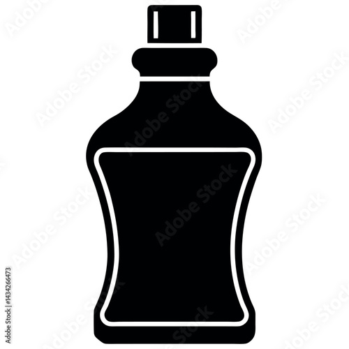 Dental rinse bottle in solid black minimalist vector design