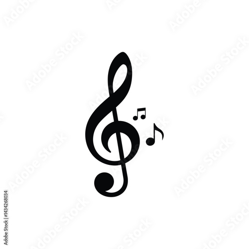 Treble Clef Music Note, Minimalist Musical Symbol Design for Concerts, Bands, Festivals, and Audio Branding Projects