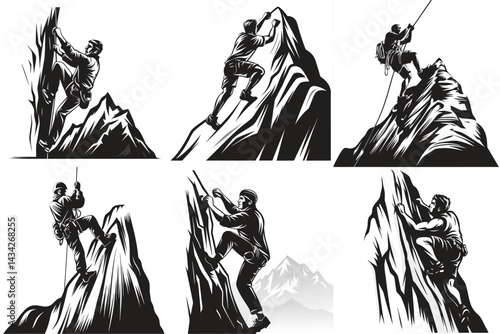 adventure mountain man vector scene