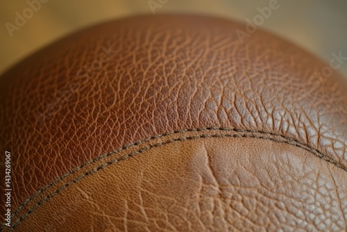 Closeup view of a leather sphere's textured surface. photo