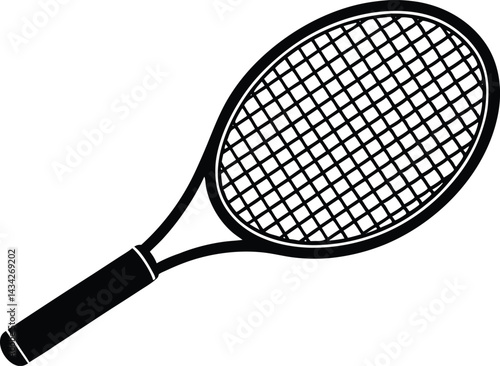 Tennis racket vector icon, Tennis racket silhouette vector