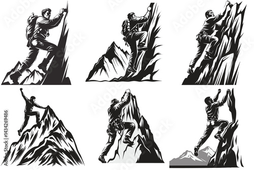 climber reaching summit vector design