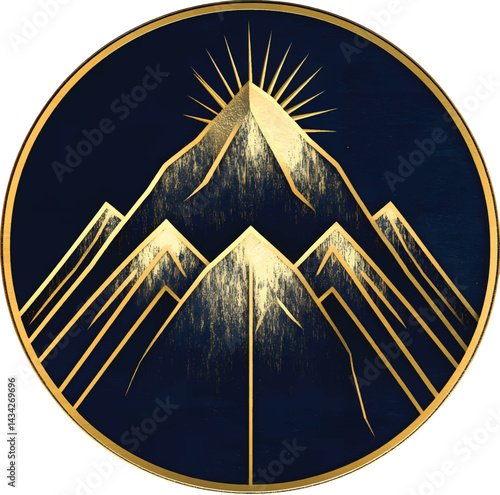 An isolated art deco mountain on white background, vector, png, t-shirt design