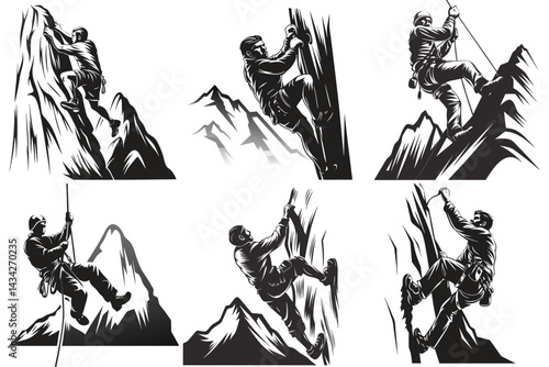 man scaling mountain vector graphic