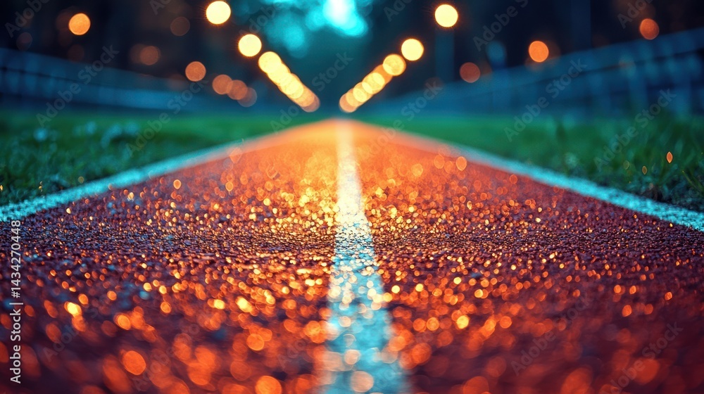 Wet Track at Night