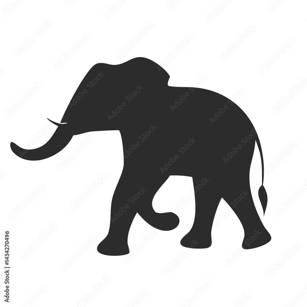 Obraz premium Trunk-lifted elephant in profile