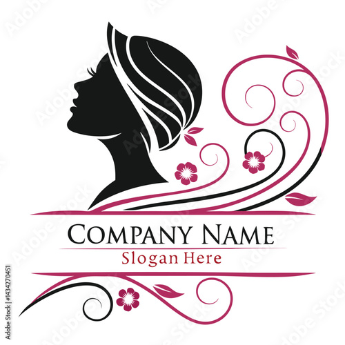 Feminine beauty logo with floral design
