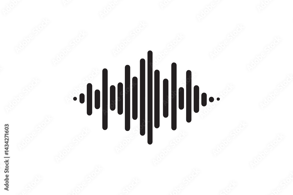 simple and unobtrusive audio sound wave vector silhouette illustration isolated in white background simple and unobtrusive audio sound wave vector silhouette illustration isolated in white background