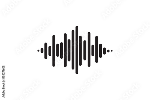 simple and unobtrusive audio sound wave vector silhouette illustration isolated in white background