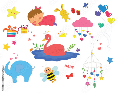 baby shower card with baby girl