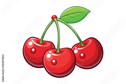juicy red cherries with green stems representing s 3.eps