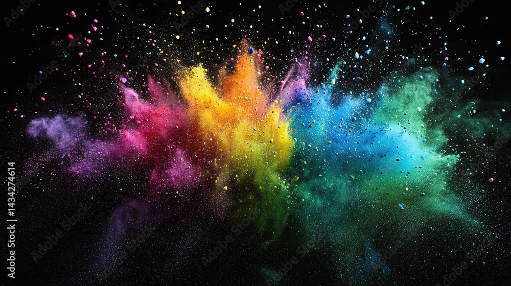 Naklejka premium Explosive Colorful Powder Burst in Space