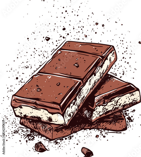 Milk chocolate with dubai thick filling vector sketch