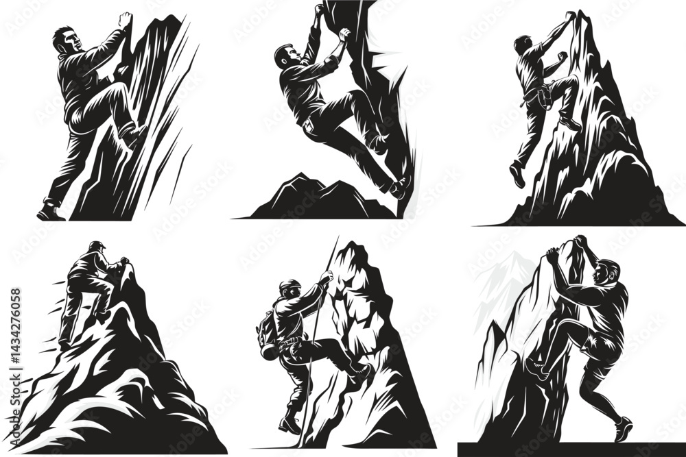 Fototapeta premium outdoor climber silhouette vector art