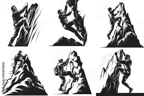 outdoor climber silhouette vector art