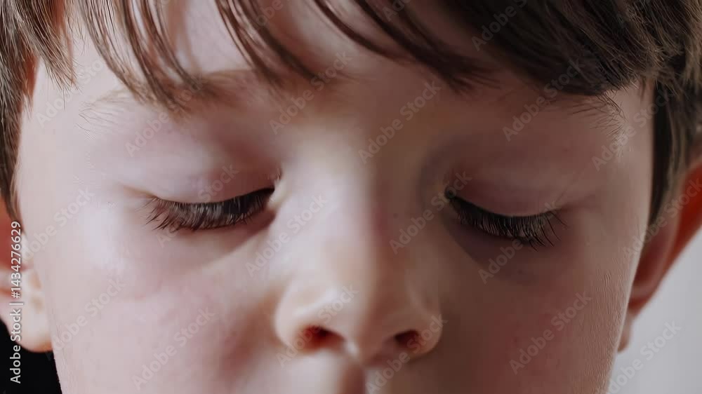 Child's wonder: eyes open and close in curiosity closeup sequence Child's wonder: eyes open and close in curiosity closeup sequence