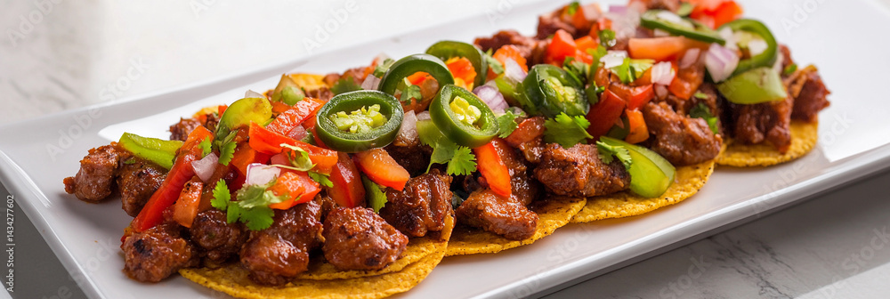 Gourmet Mexican meat tacos with fresh toppings and herbs Generative AI