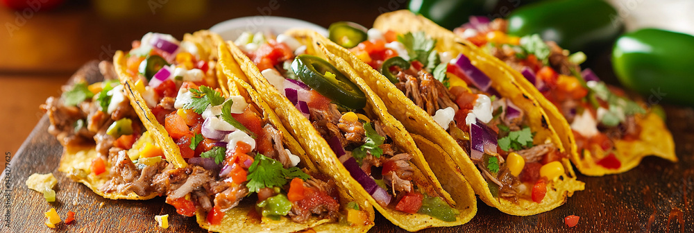 Gourmet Mexican tacos filled with flavorful meat and vegetables Generative AI