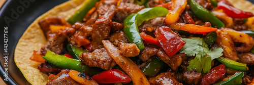Obraz na płótnie Gourmet Mexican meat dish with colorful vegetables served Generative AI w salonie