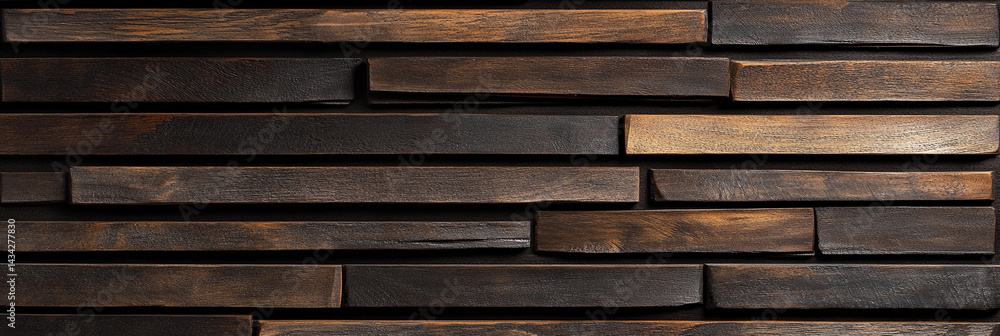 Rustic wooden bars arranged horizontally for interior design Generative AI