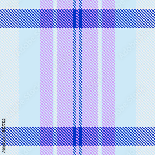 Funky plaid seamless tartan, royal background texture check. Commerce pattern textile fabric vector in light and violet colors.