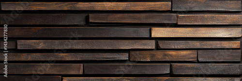 Obraz na płótnie Rustic wooden bars arranged horizontally for interior design Generative AI w salonie