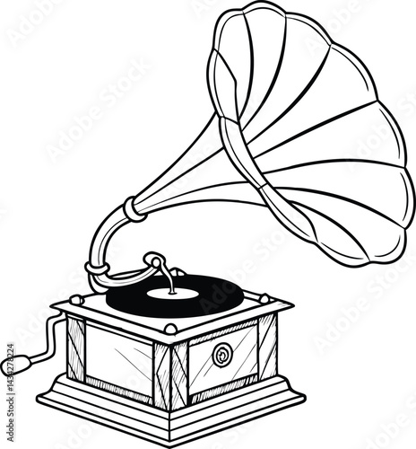vintage gramophone isolated on white