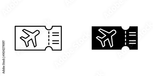 Airline ticket icon vector solid logo illustration. Flat and line style for graphic design, Website