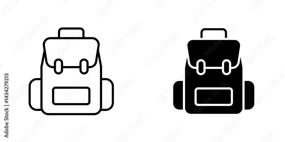 Backpack icon vector solid logo illustration. Flat and line style for graphic design, Website Backpack icon vector solid logo illustration. Flat and line style for graphic design, Website