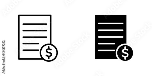 Bank statement icon vector solid logo illustration. Flat and line style for graphic design, Website