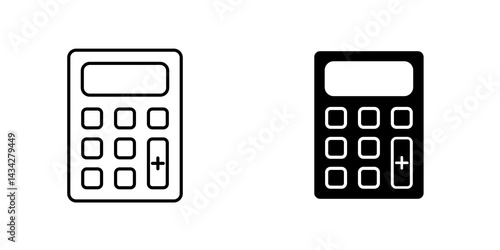 Calculator icon vector solid logo illustration. Flat and line style for graphic design, Website