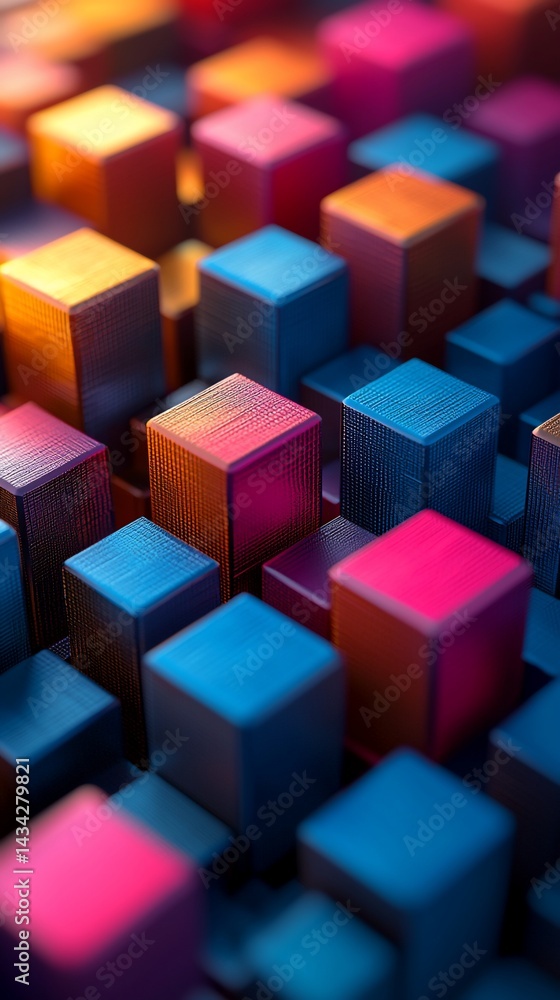 Colorful 3D cubes abstract background, design texture Colorful 3D cubes abstract background, design texture