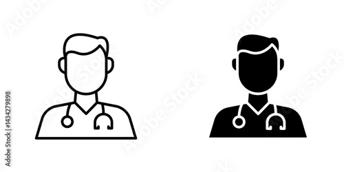 Doctor icon vector solid logo illustration. Flat and line style for graphic design, Website