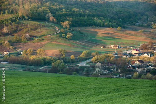 Obraz na płótnie Beautiful rural landscape from the Republic of Moldova. Village life in spring. w salonie