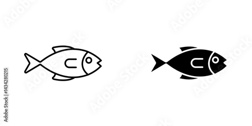 Fish icon vector solid logo illustration. Flat and line style for graphic design, Website