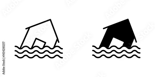 Flood icon vector solid logo illustration. Flat and line style for graphic design, Website