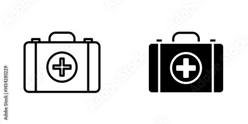 First aid kit icon vector solid logo illustration. Flat and line style for graphic design, Website