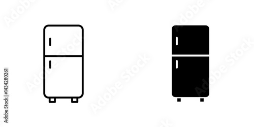 Fridge icon vector solid logo illustration. Flat and line style for graphic design, Website