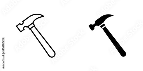 Hammer icon vector solid logo illustration. Flat and line style for graphic design, Website
