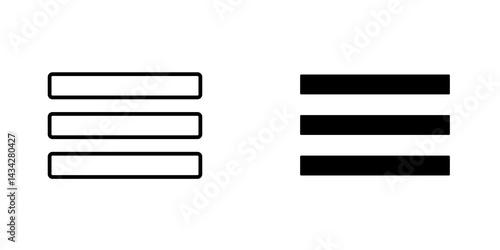 Hamburger menu icon vector solid logo illustration. Flat and line style for graphic design, Website