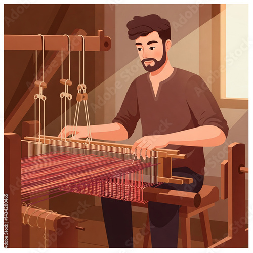 flat illustration of a weaver 