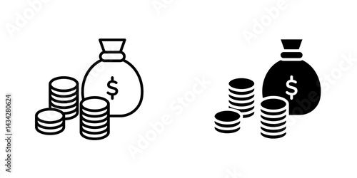Income icon vector solid logo illustration. Flat and line style for graphic design, Website