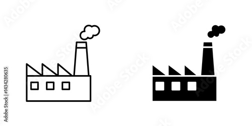 Industrial factory icon vector solid logo illustration. Flat and line style for graphic design, Website